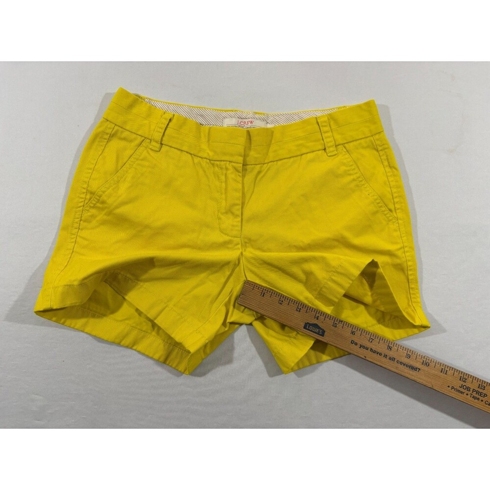 J. Crew Chino Broken In Shorts Womens Yellow 4.5" Cotton Casual Preppy Sz 4 - Picture 5 of 10